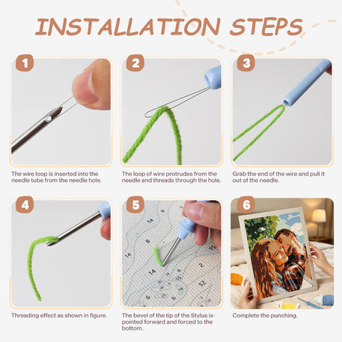 Step-by-step guide for setting up the punch needle tool
